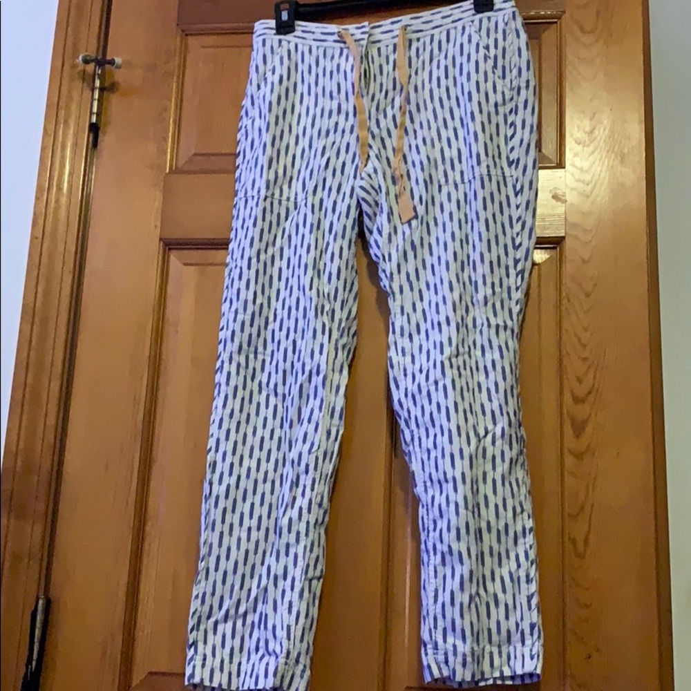 J Crew Size 4 Blue and White Cotton Pants